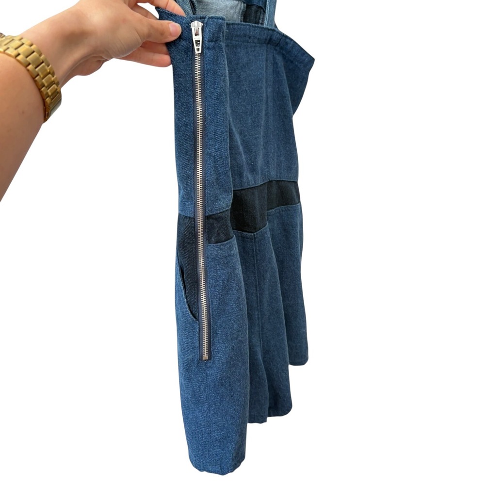 Blank NYC Mixed Emotions Colorblock Denim Romper Blue Sunburst Size 29 - Picture 4 of 8